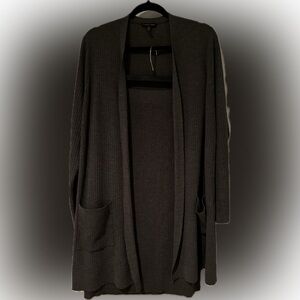 Eileen Fisher Italian Wool Cardigan Skirt set in slate gray.